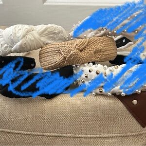 Elegant Tan and Lele Sadoughi White Headbands